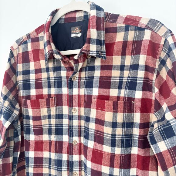 Ridgecut Toughwear Men's Red Blue Plaid Heavy Flannel Shirt Size XLT - Picture 3 of 6
